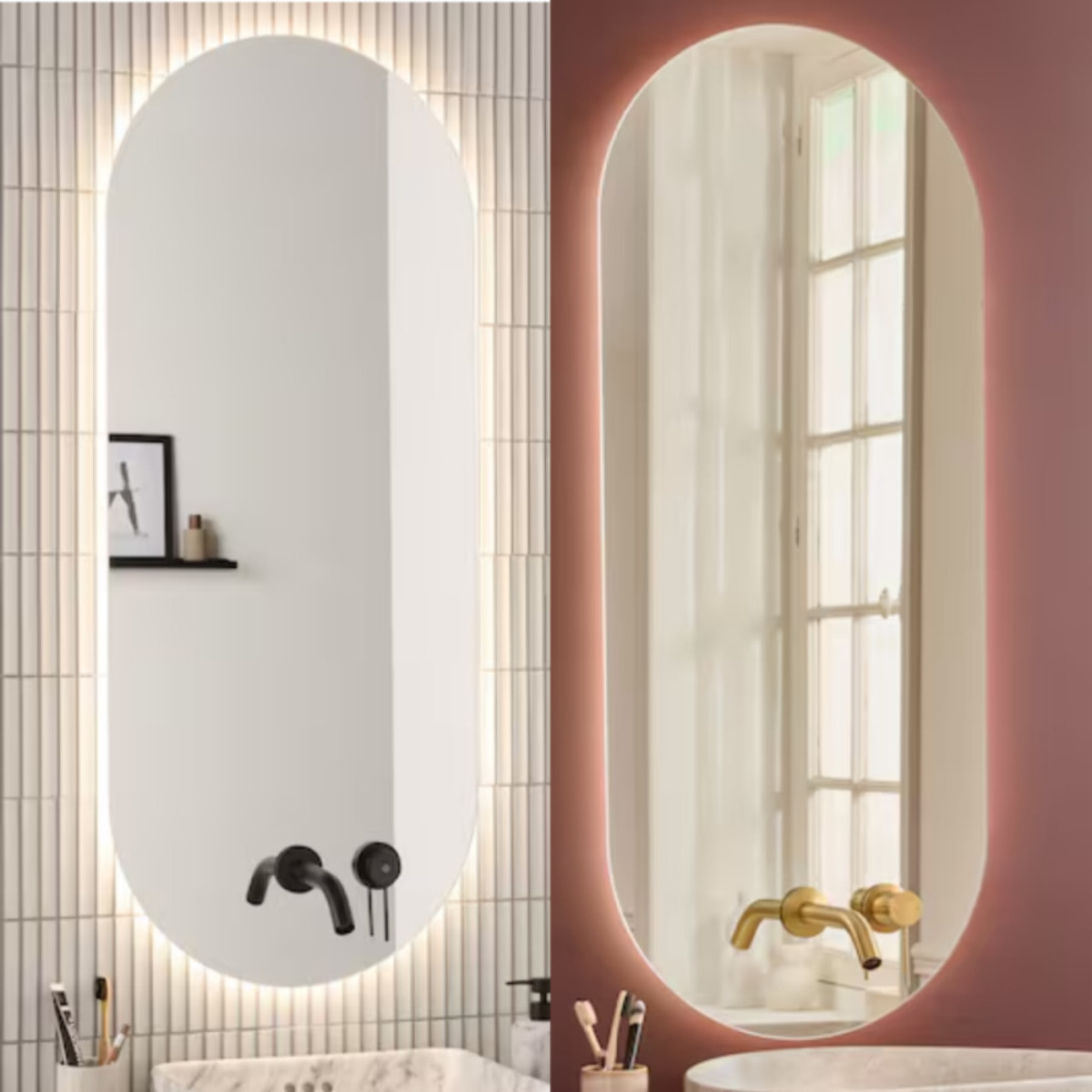 Miroir LED ovale Grands Boulevards 2 trous