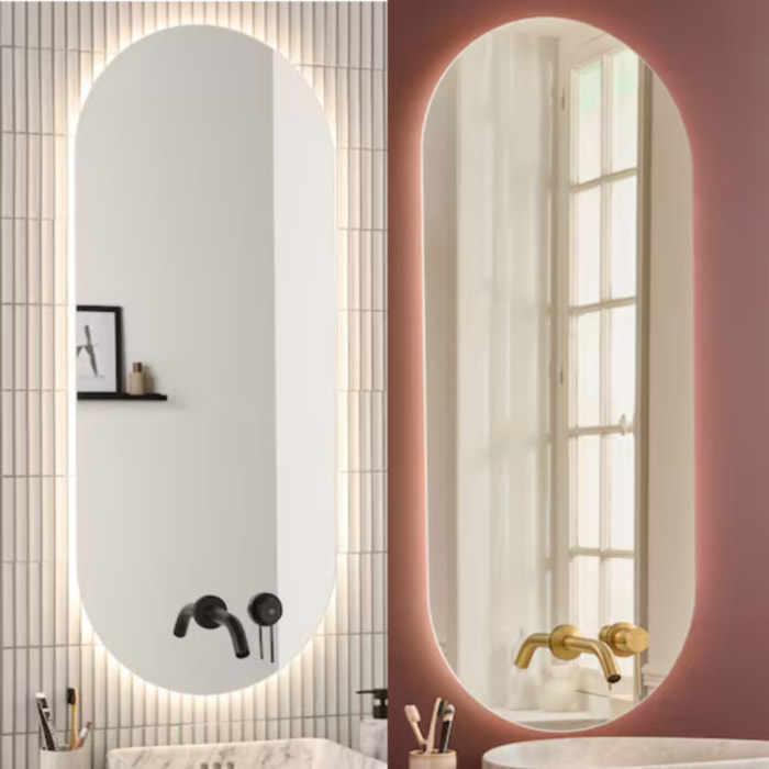 Miroir LED ovale Grands Boulevards 2 trous
