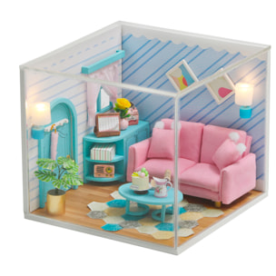 Sala de estar soleada. Maqueta 3D realista con gran detalle y luces led. Parte de la maqueta "Una casa con historia".