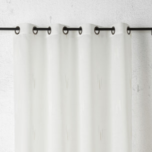 Voilage texturé motif fil coupé esprit ikat - Blanc cassé