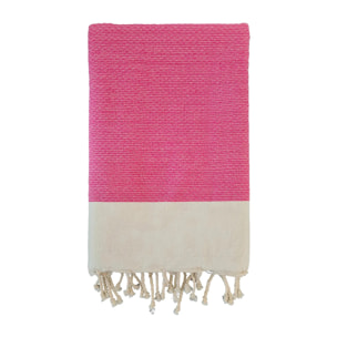 Fouta nid d’abeille traditionnelle - Athena Fuchsia - 200x200cm - 190g/m²