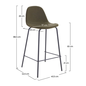 Lot de 2 chaises pour îlot central 65 cm en cuir synthétique kaki - Henrik