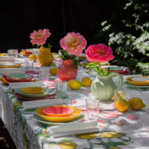 Nappe lin & coton lavé 190 g/m² imprimé multicolore Citrons de menton romance