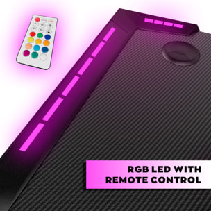 Shigeru - Scrivania da Gaming Angolare 140x99x76 cm con LED in MDF e Metallo Nero