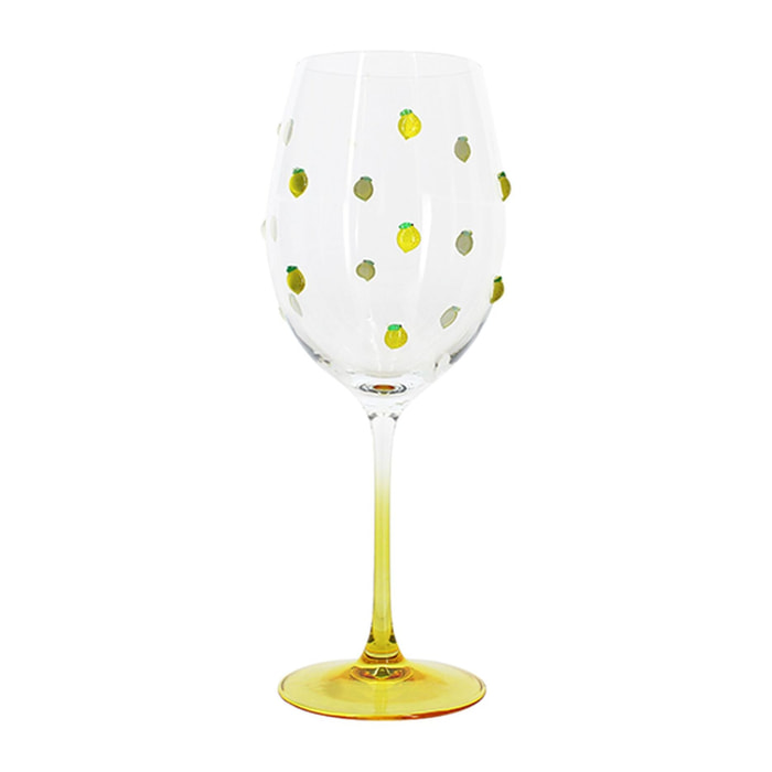 Lot de 4 verres à pied 43,5cl à motif citron CITRON