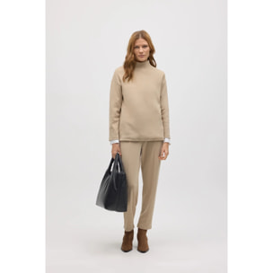 Pantaloni effetto velluto a coste beige