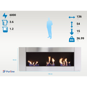 Cheminée à l'éthanol en acier inox et 3 feux