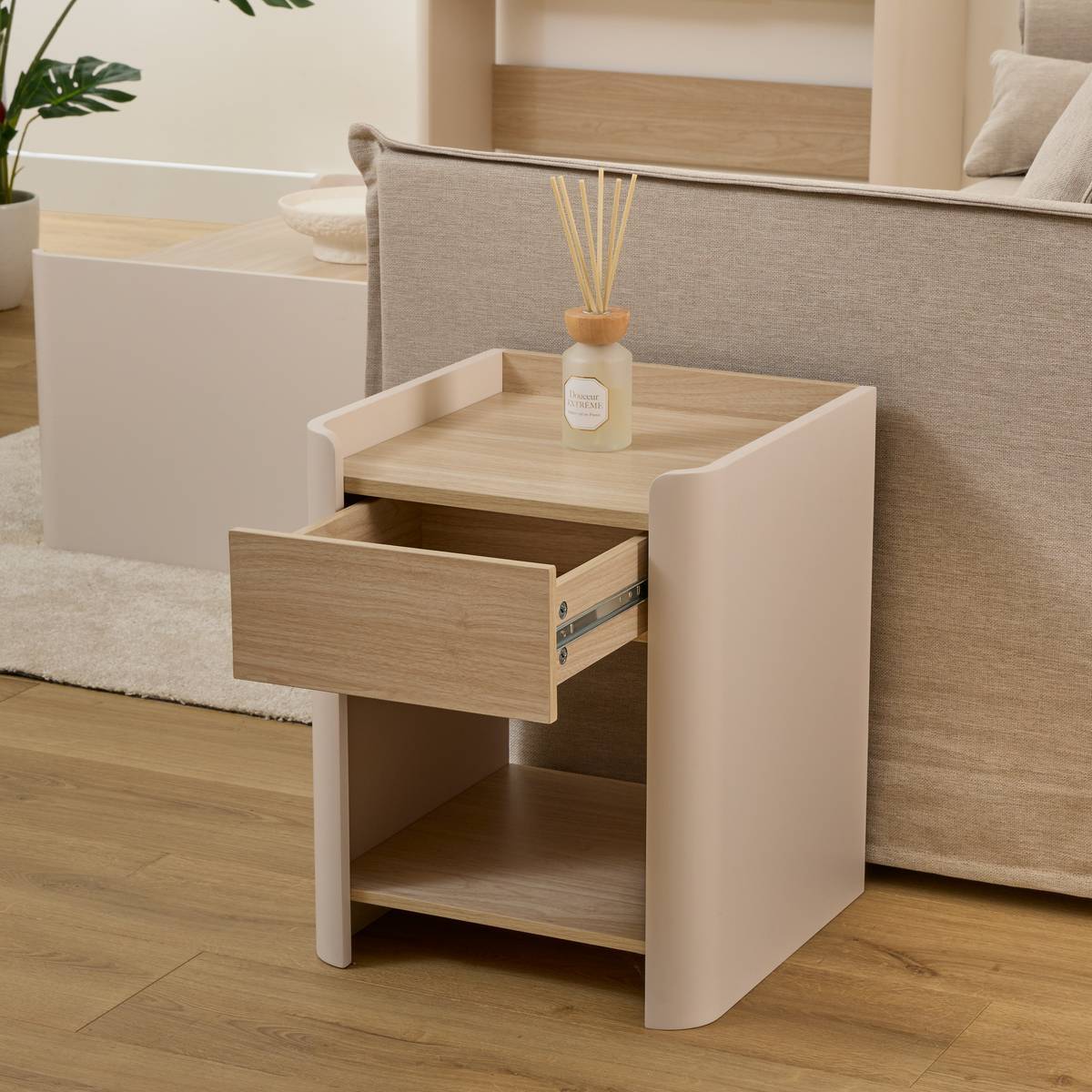 Table de chevet Roundy ivoire