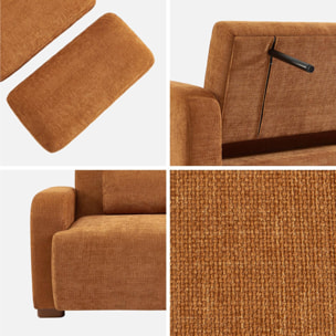 Canapé convertible 3 places tissu camel L 211 x P 92 x 85cm  - Dany