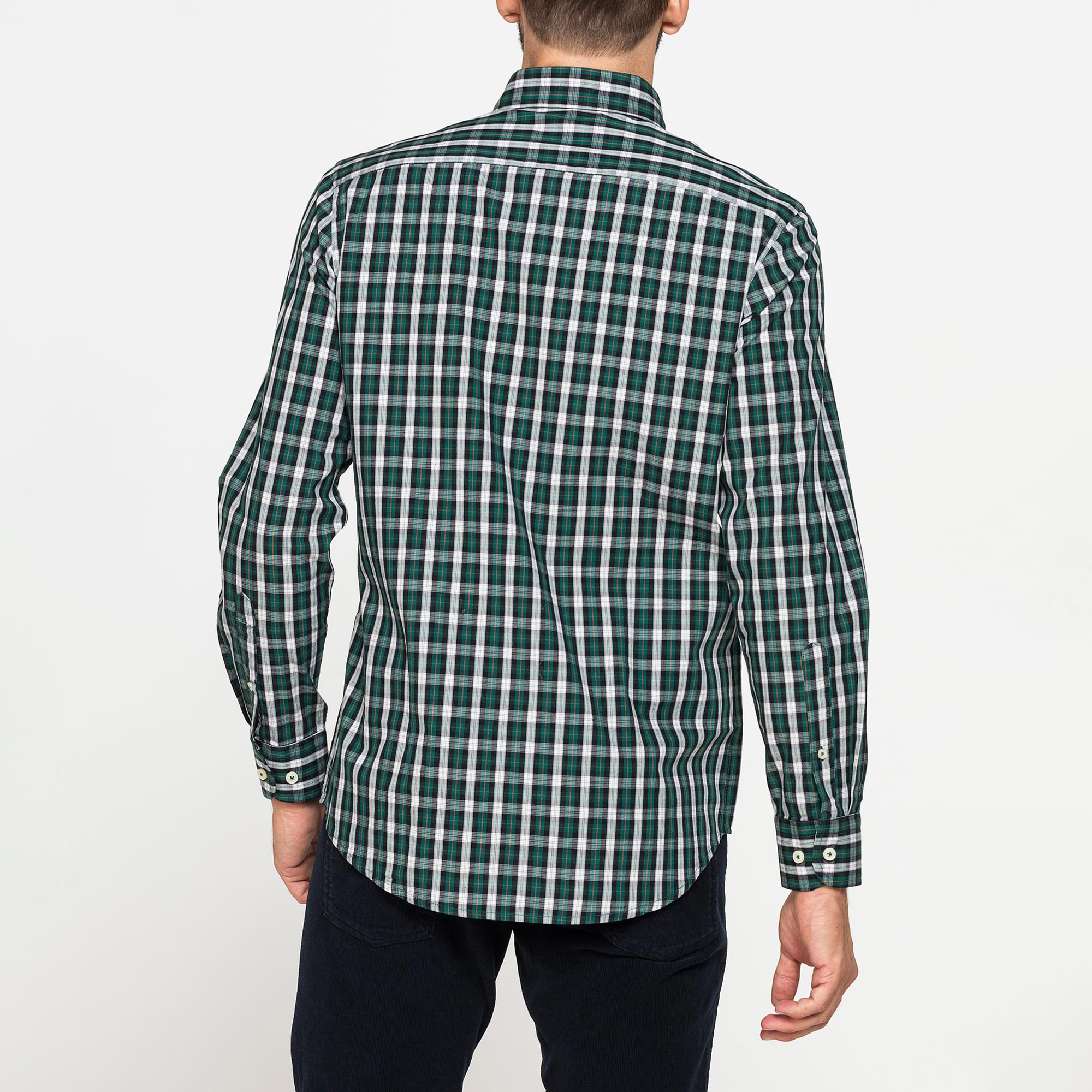 CAMICIA FANTASIA TINTO FILO CON COLLO BUTTON-DOWN