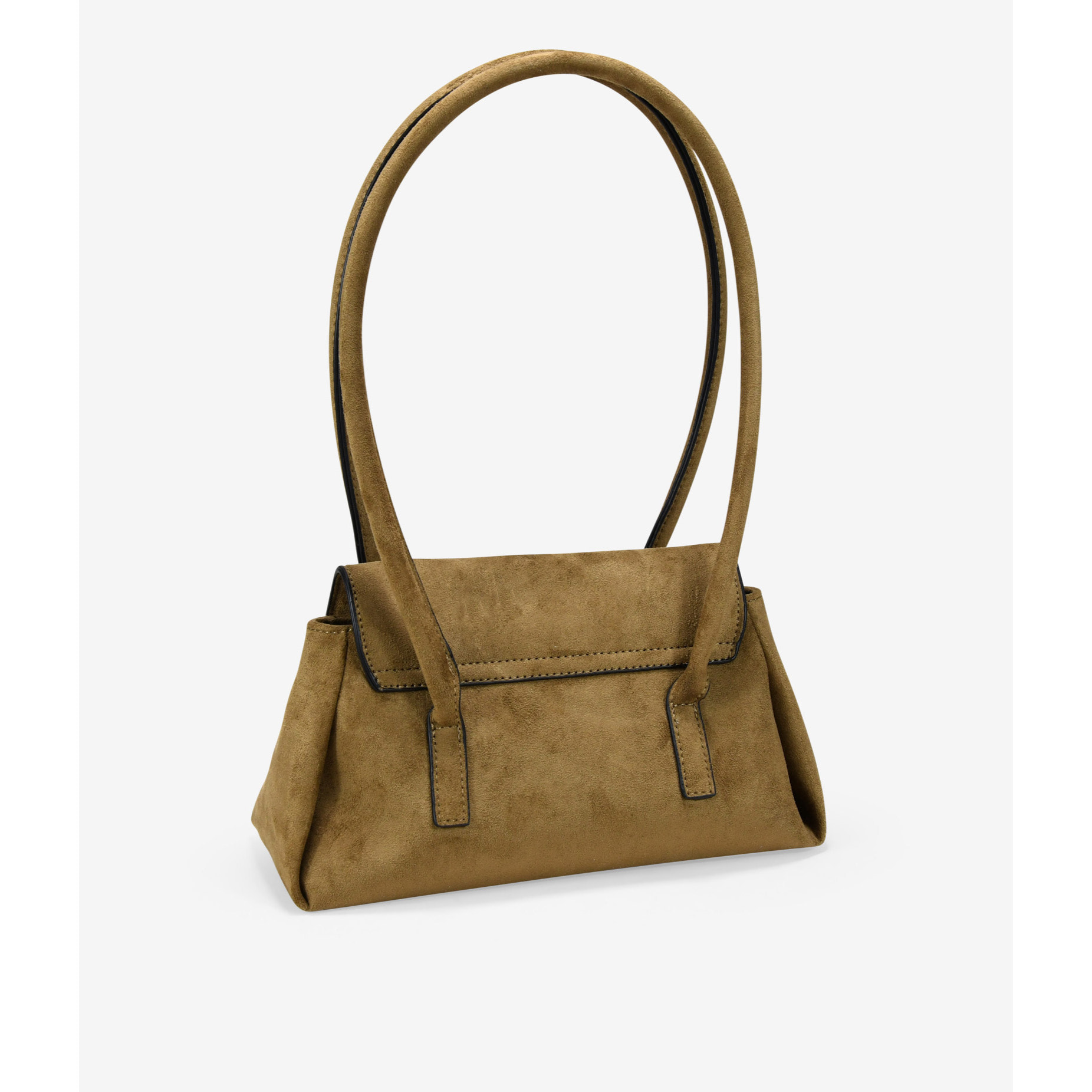 Bolso de hombro visón con solapa y doble asa