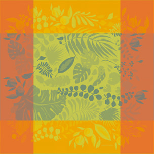 Nappe anti tache pur coton jacquard Orange festival citrus