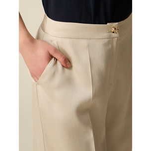 Oltre - Pantalones cropped de lyocell - Beige