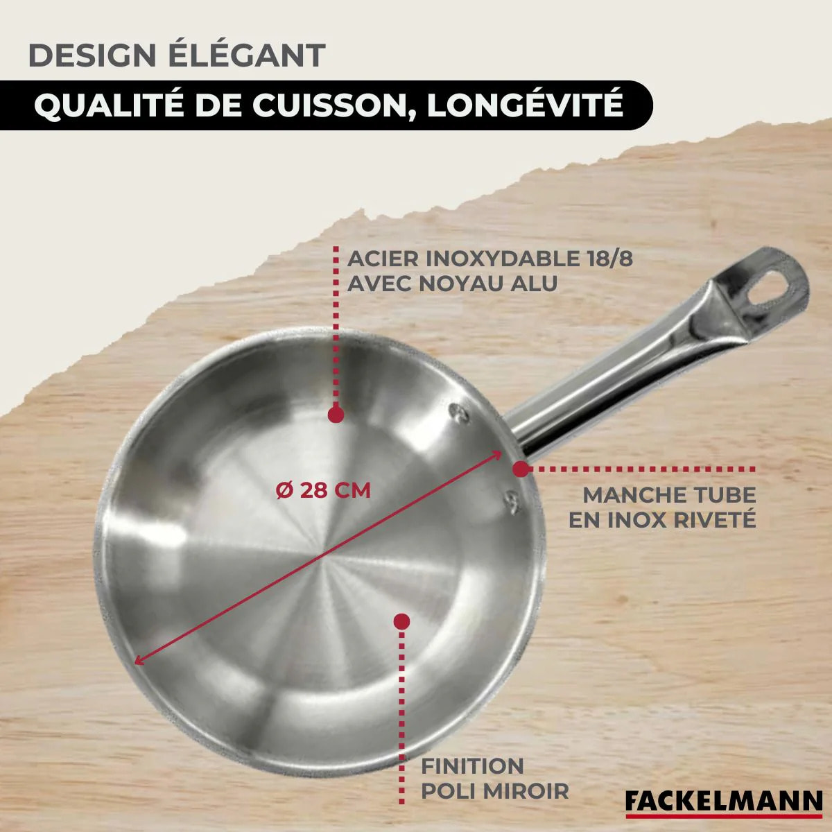 Poêle en inox 28 cm Fackelmann Eterna