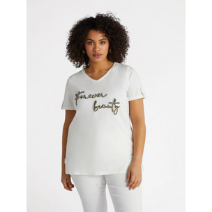 Fiorella Rubino - Camiseta con inscripción de cuerda - Blanco