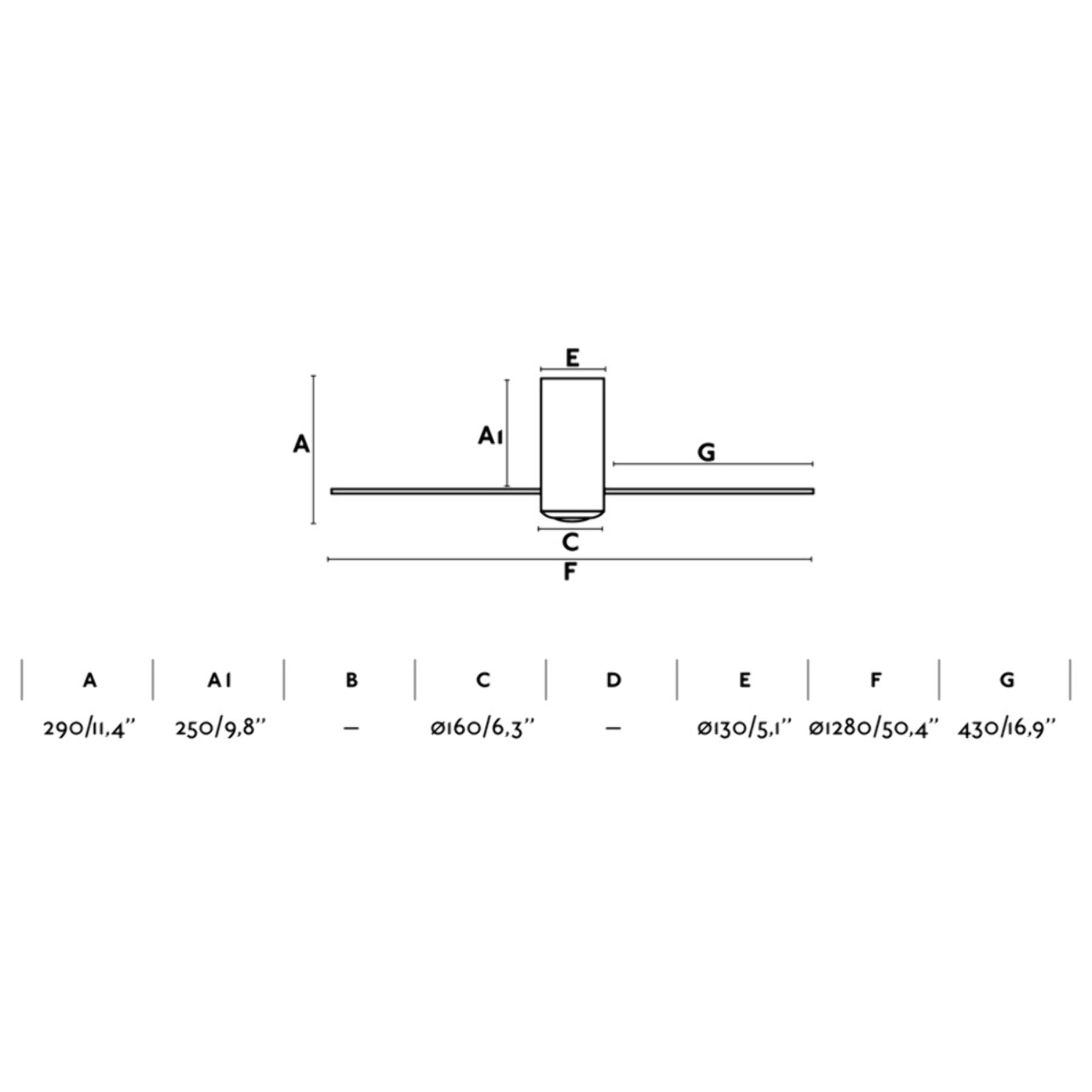 MINI TUBE FAN M Ventilador de techo negro mate/nogal