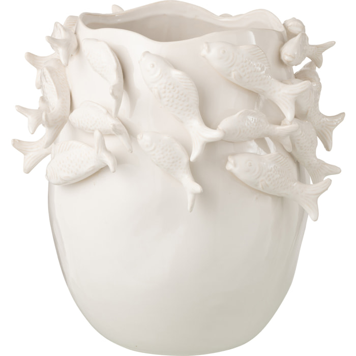 J-Line Vase Poisson - céramique - écru - large