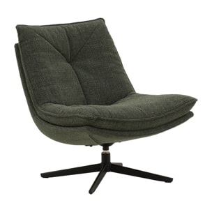 Poltrona girevole BRIKELL in tessuto verde scuro e base in metallo nero