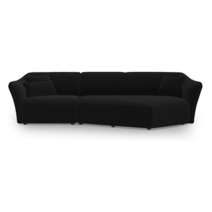 Canapé d'angle droit modulable "Tokyo" 5 places en velours noir