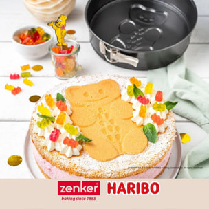 Set pâtisserie avec moule à manqué 26 cm à charnière motif ourson, 2 bols à mixer et spatule Zenker