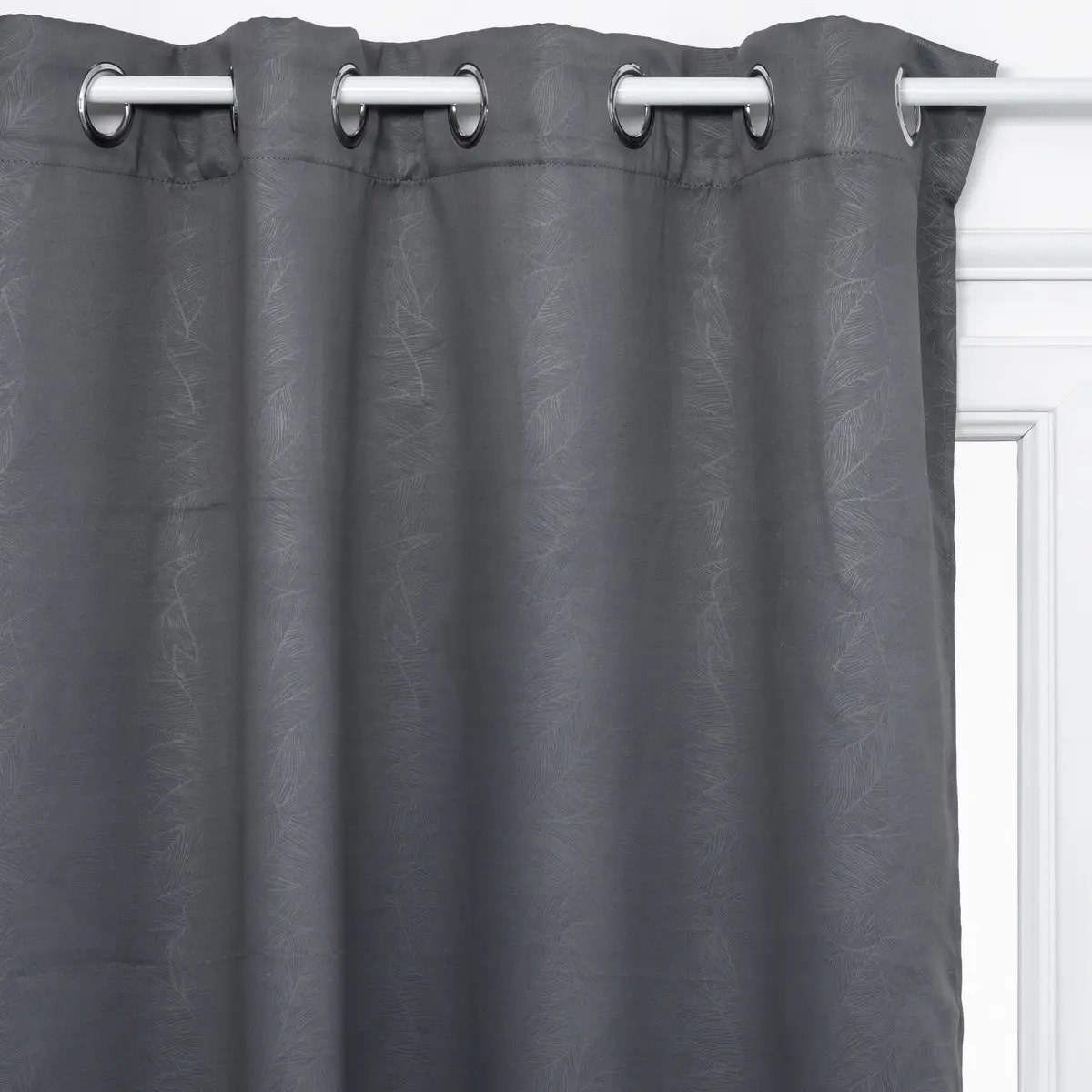 Rideau occultant "Feuilles" gris ardoise 140x260cm