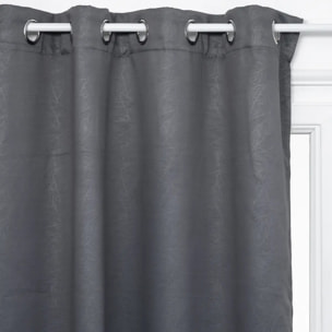 Rideau occultant "Feuilles" gris ardoise 140x260cm