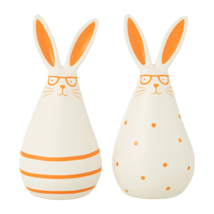 J-Line Figurine Lapin - céramique - orange - moyen - 2 pièces