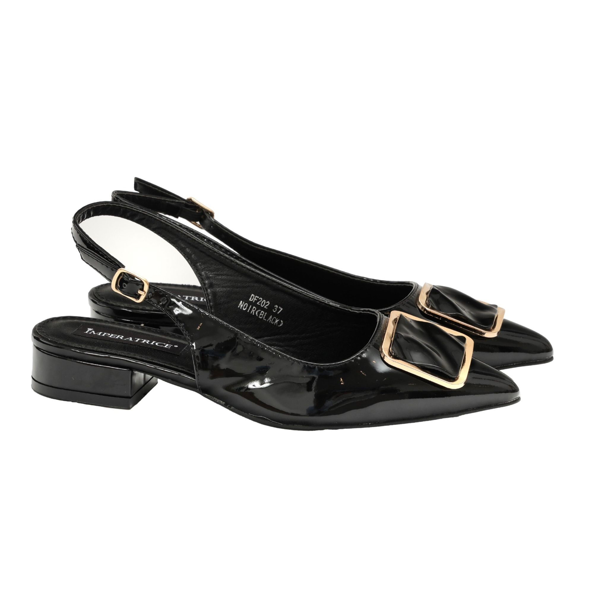 Ballerine in simil pelle verniciata con applicazione