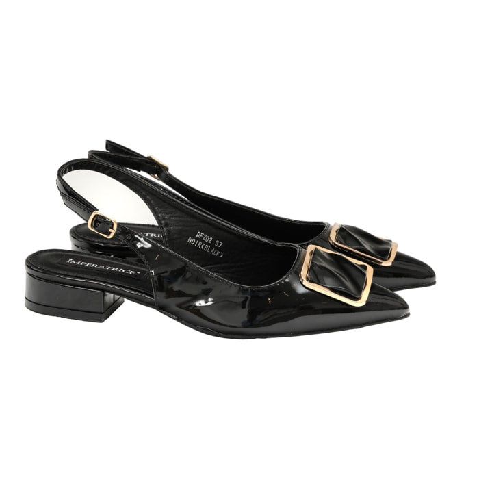 Ballerine in simil pelle verniciata con applicazione