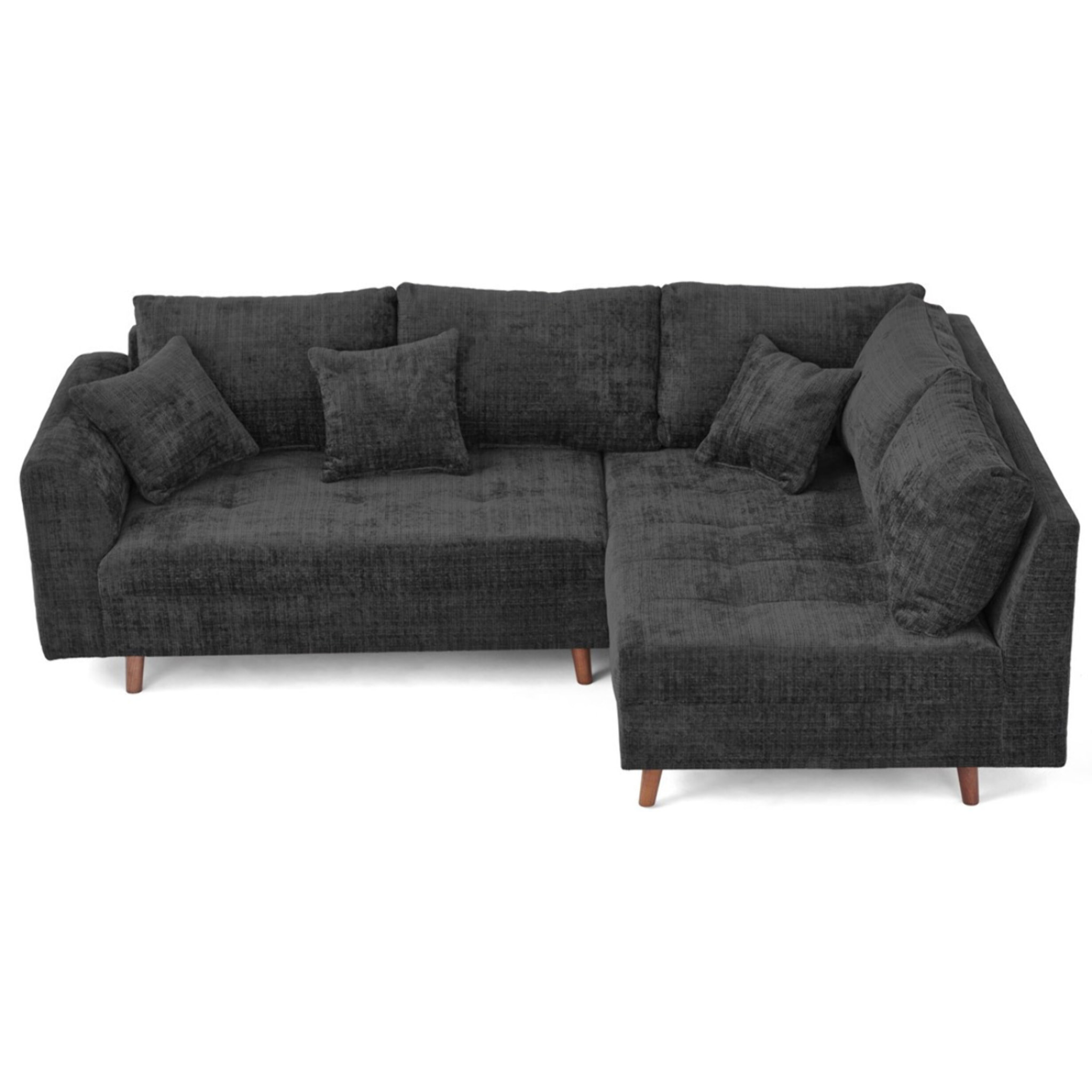 Rune - canapé d'angle droit 4 places en velours texturé - Gris Anthracite