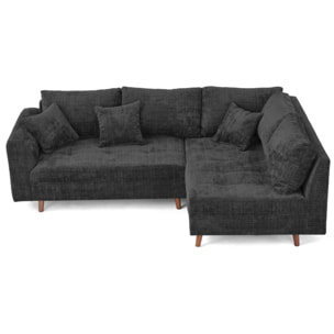 Rune - canapé d'angle droit 4 places en velours texturé - Gris Anthracite