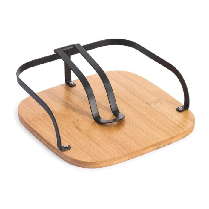 Porte serviettes papier de tables avec barre de maintien Design industriel Bambou & Acier ELIE Noir mat MSV