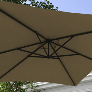 Parasol Excéntrico 294x193 cm Sombrilla de Jardín con Base Cruzada y Manivela Impermeable Protección UV Sombrilla para Terraza Patio Marrón