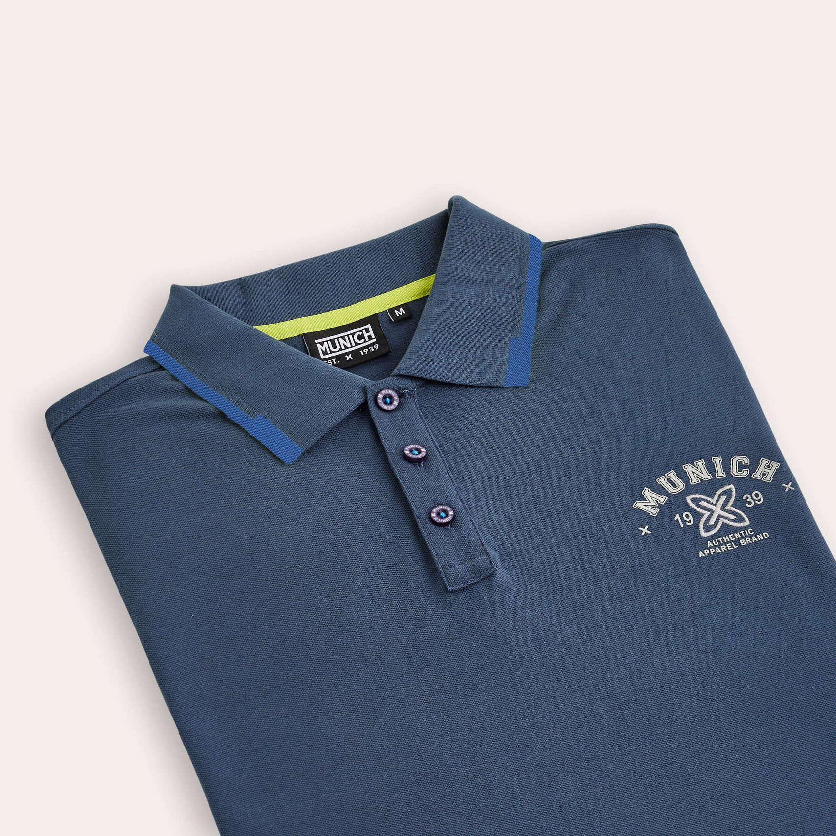 Polo MUNICH varsity lifestyle de algodón azul