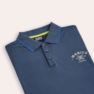 Polo MUNICH varsity lifestyle de algodón azul