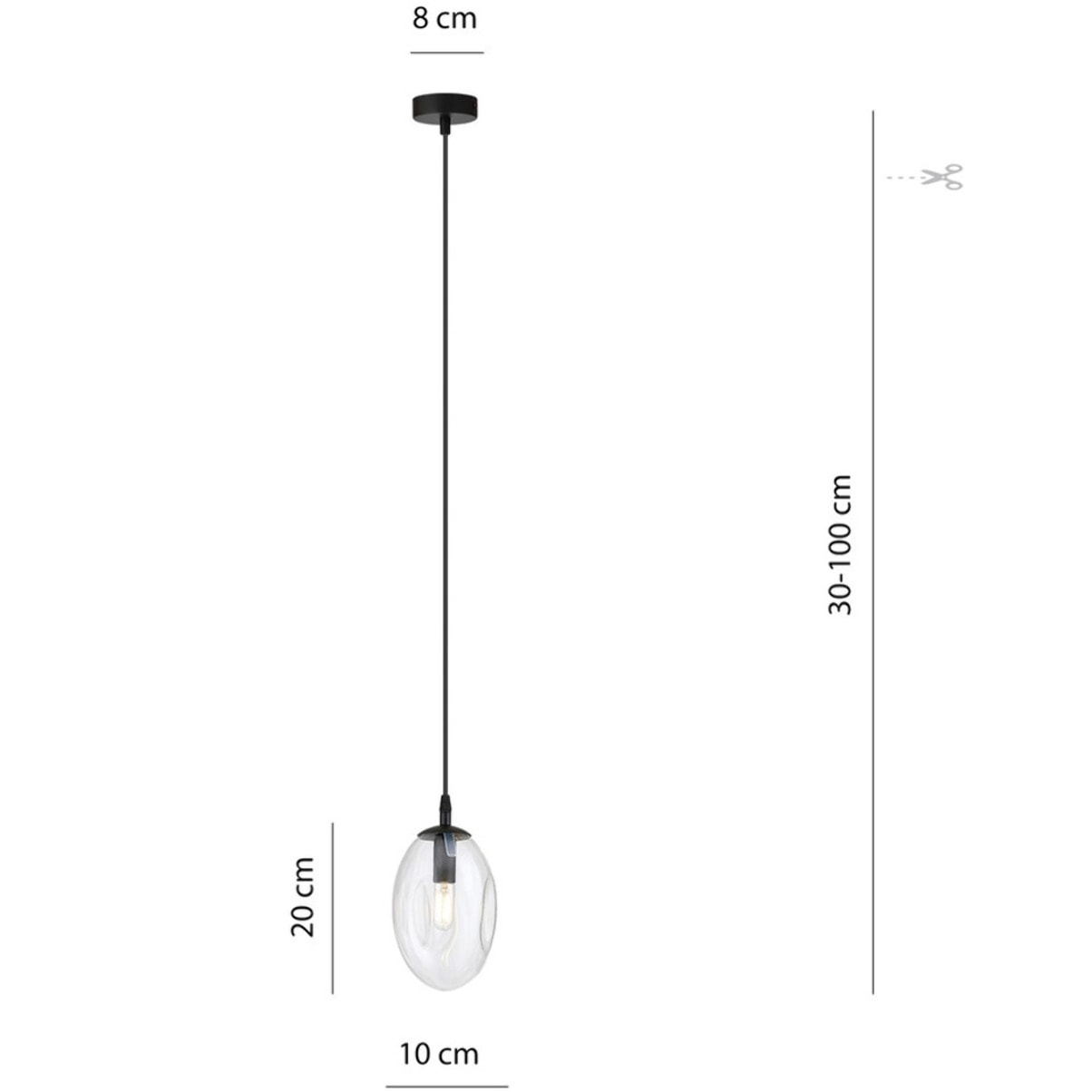 Lampada a sospensione Astral in acciaio nero e vetro