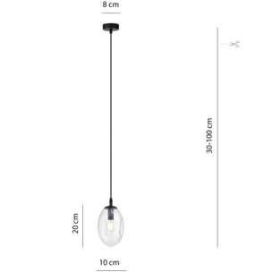 Lampada a sospensione Astral in acciaio nero e vetro