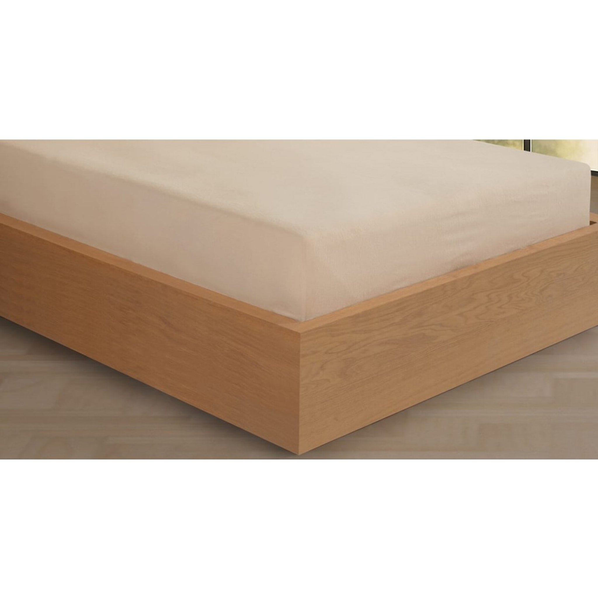 Drap housse Flanelle de coton beige