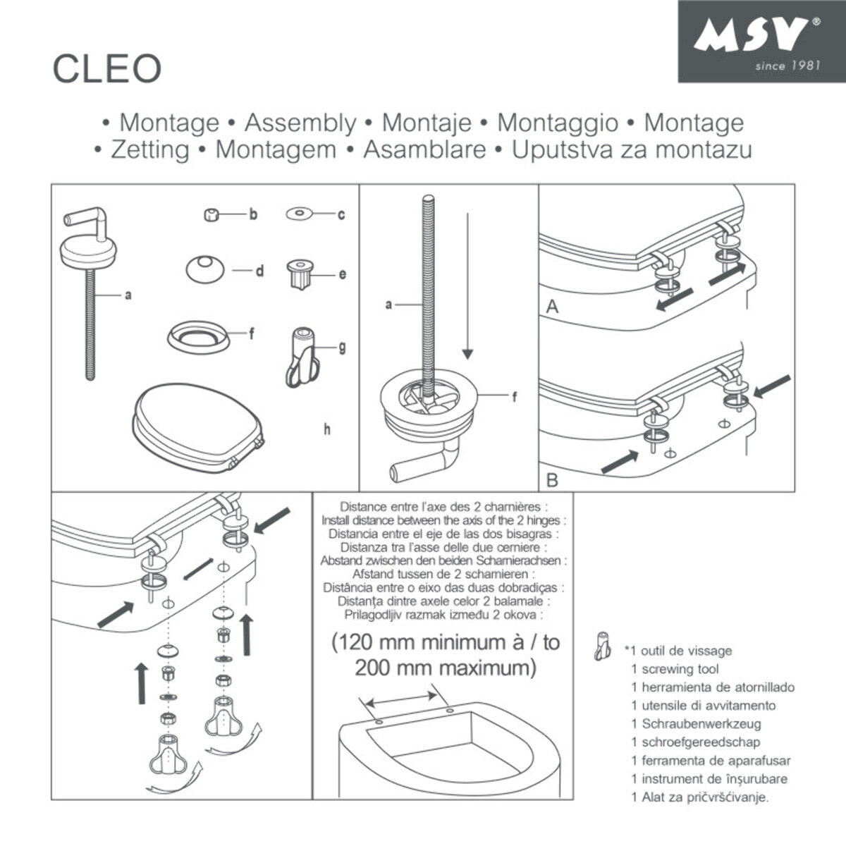 MSV Abattant WC MDF CLEO Beige - Charnières Inox