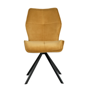 Chaise rotative 360° bicolore en velours et tissu & pieds en métal - FLORENCE