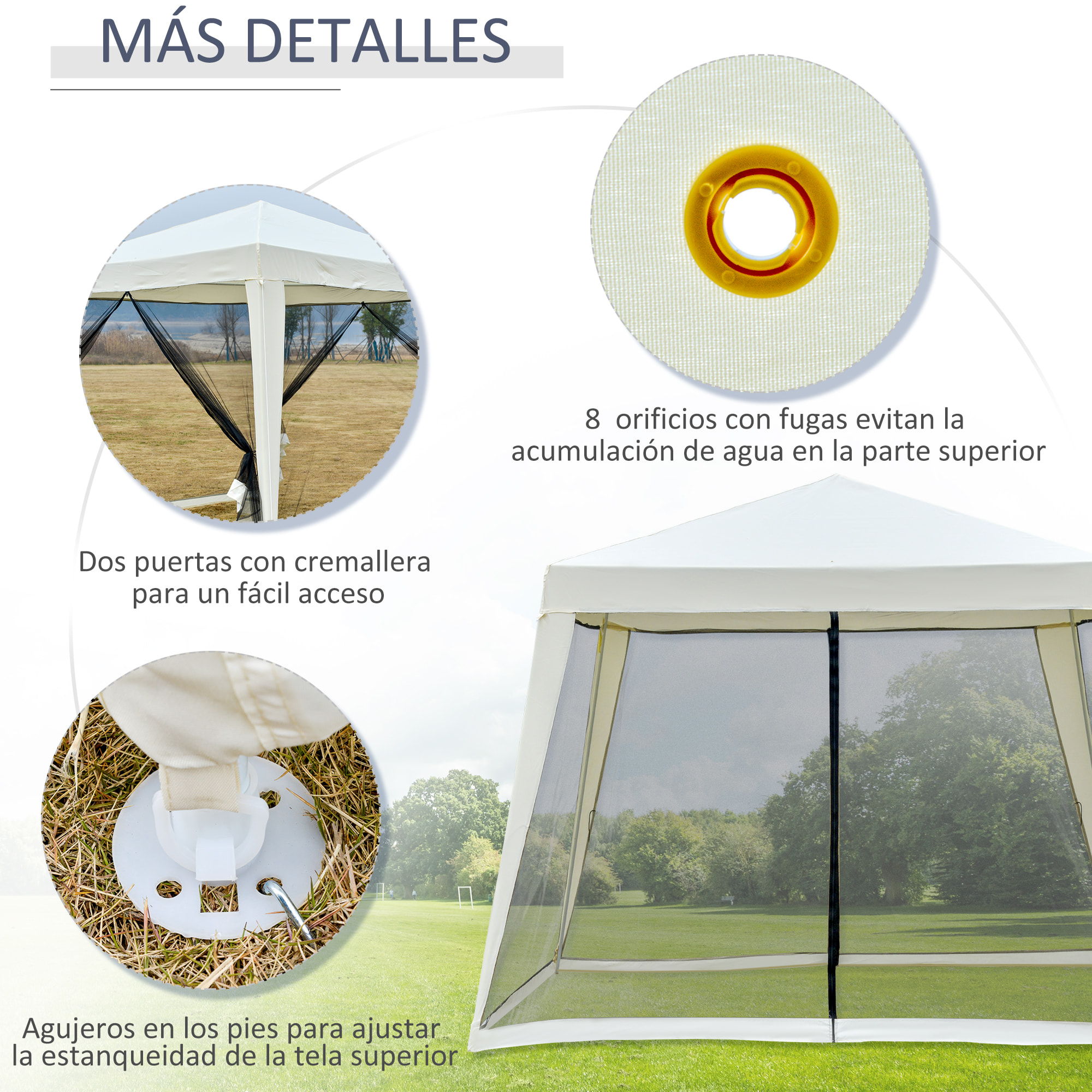 Carpa Pabellón de Jardín 3x3x2,45m Carpa con Mosquitero Exterior