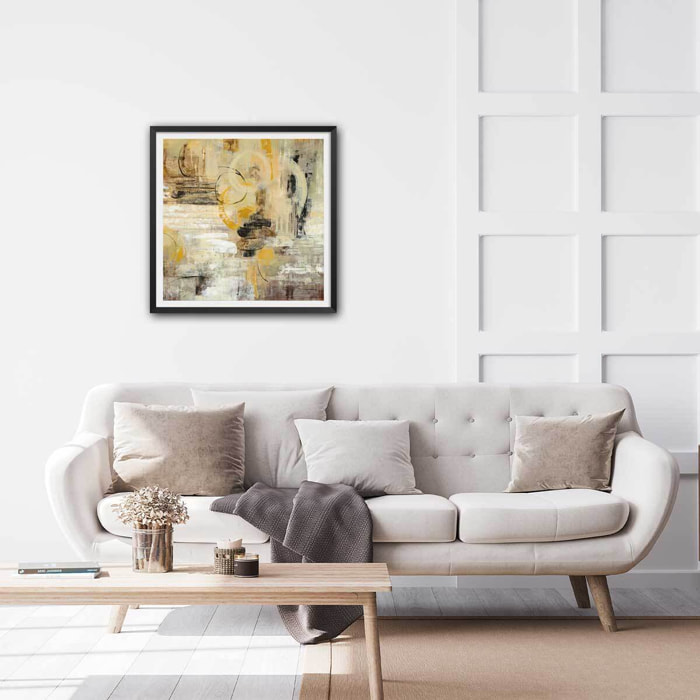 Affiche Lueur couleur crème Affiche + cadre en bois - Noir