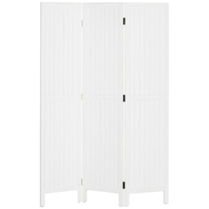 Biombo de 3 Paneles Divisor de Habitación Plegable 120x1,8x170 cm Separador de Ambientes con Pantalla de Privacidad Estilo Rústico para Oficina Dormitorio Salón Blanco