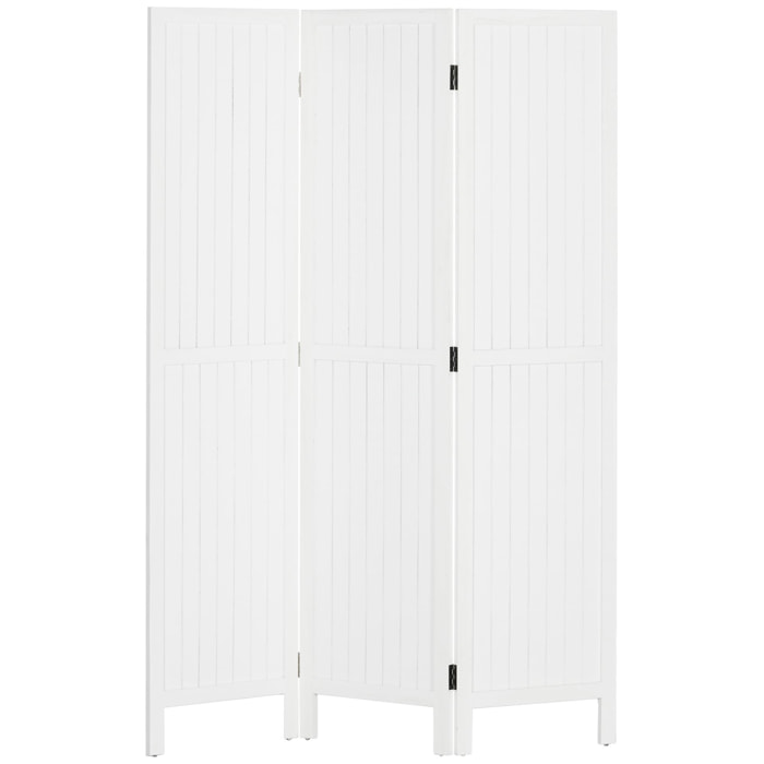 Biombo de 3 Paneles Divisor de Habitación Plegable 120x1,8x170 cm Separador de Ambientes con Pantalla de Privacidad Estilo Rústico para Oficina Dormitorio Salón Blanco