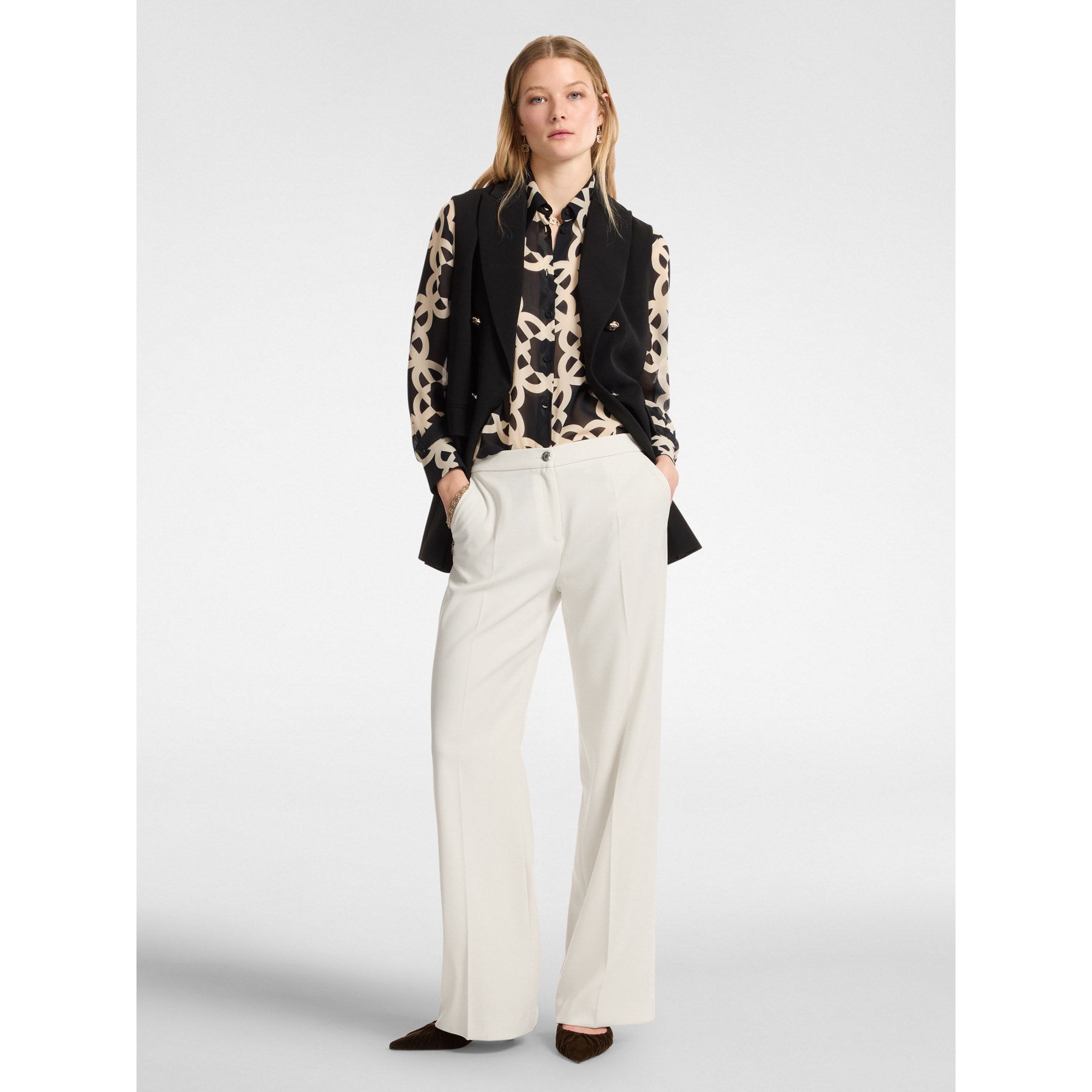 Elena Mirò - Pantaloni in tessuto crêpe stretch - Bianco