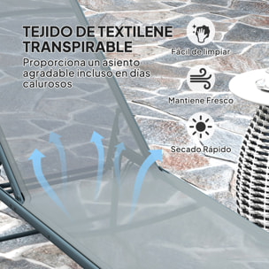 Pack de 2 Tumbonas Jardín Exterior Tumbonas Plegables Reclinables en 5 Posiciones con Estructura Metálica y Asiento de Malla Transpirable para Playa Piscina 164x54x84 cm Gris Claro