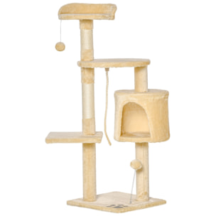 Árbol para Gatos de Madera Felpa y Sisal 40x40x114cm Beige