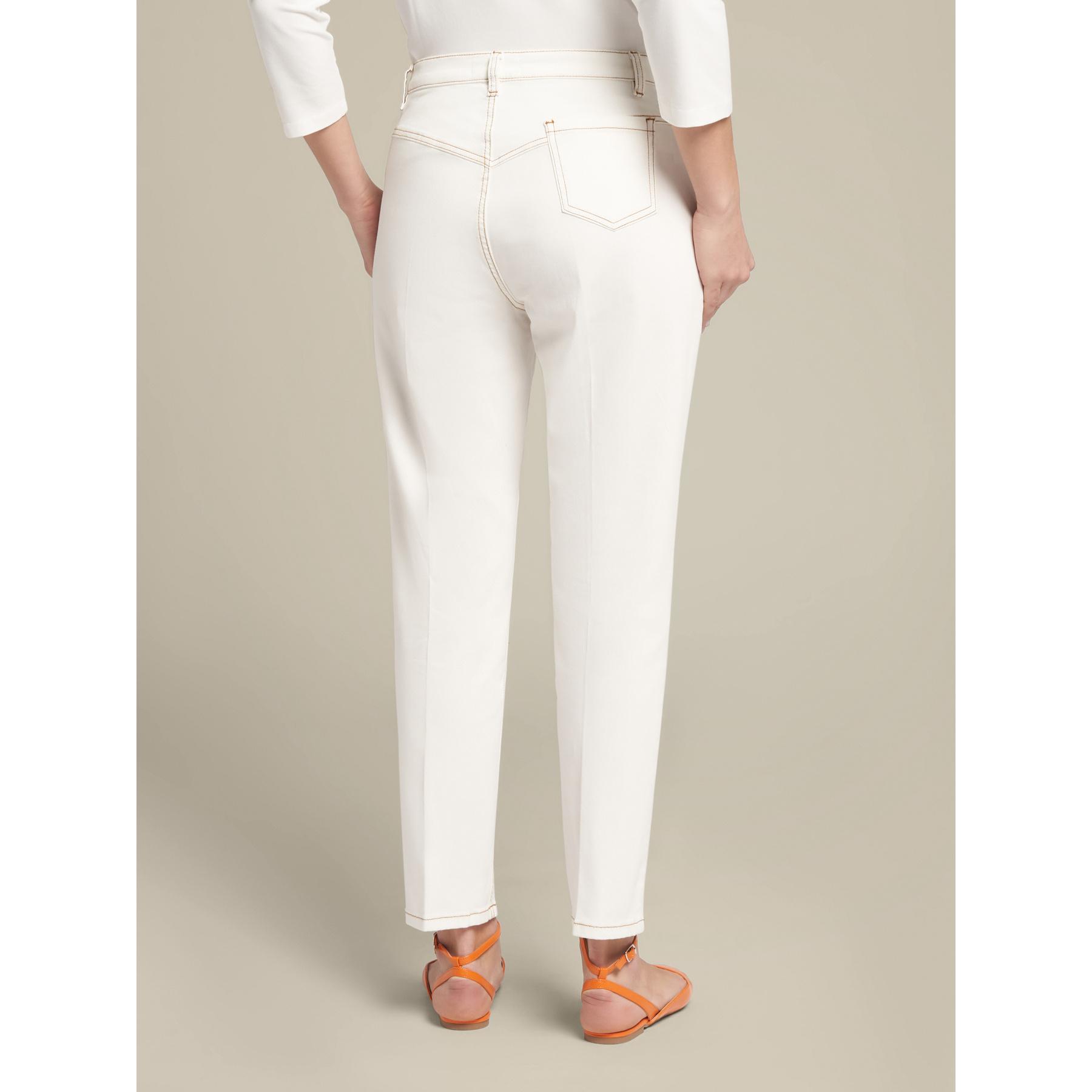 Elena Mirò - Pantaloni slim fit con impunture a contrasto - Bianco