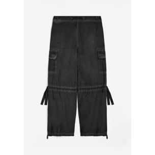 Pantaloni cargo da donna in tessuto popeline effetto used