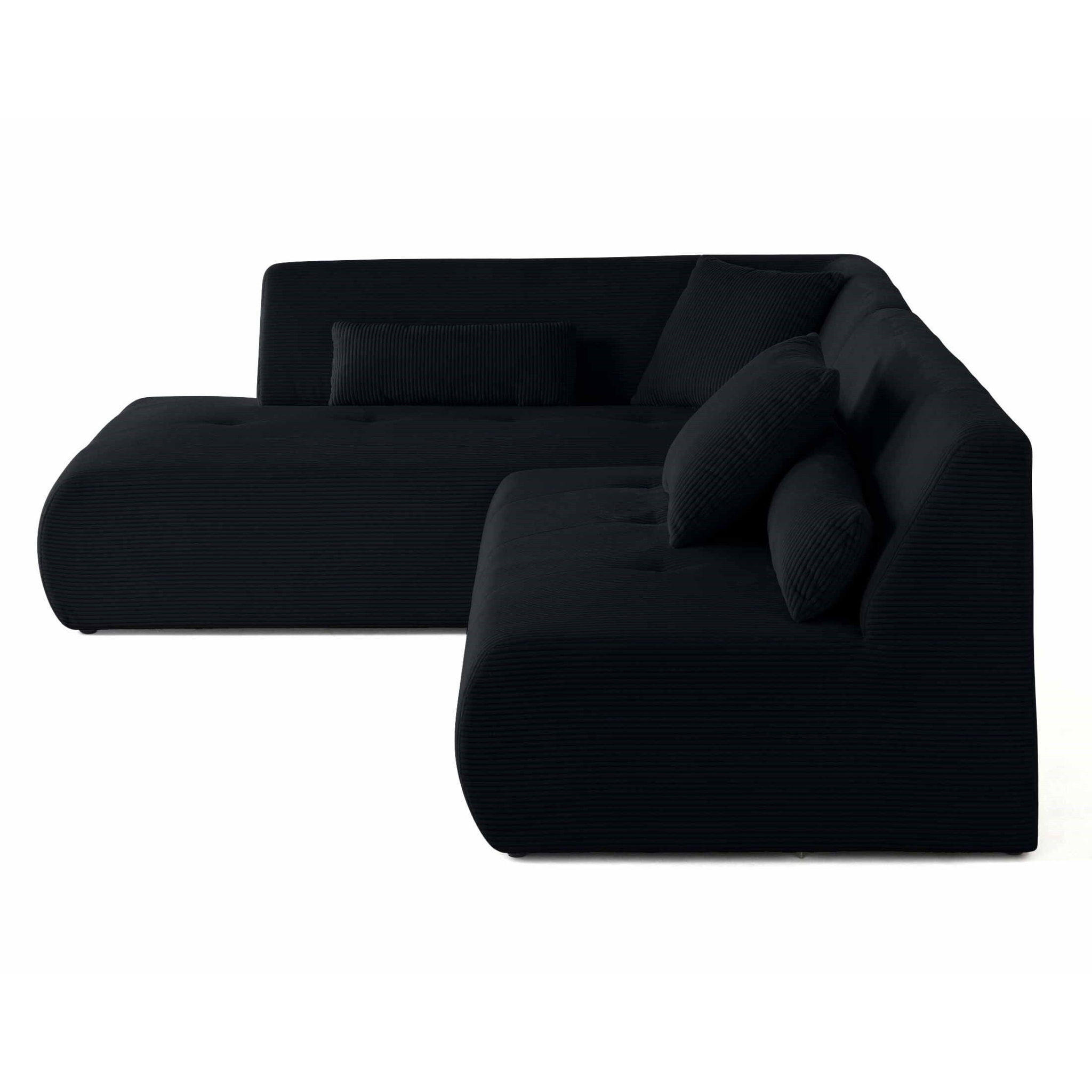 Onyx - canapé modulable d'angle gauche - 5 places - en velours côtelé - Noir